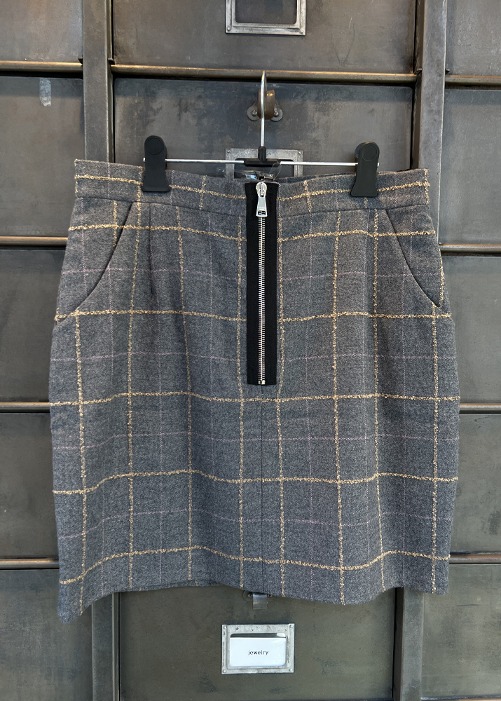 [NATASHA ZINKO] Wool Blend Checked Mini Skirt
