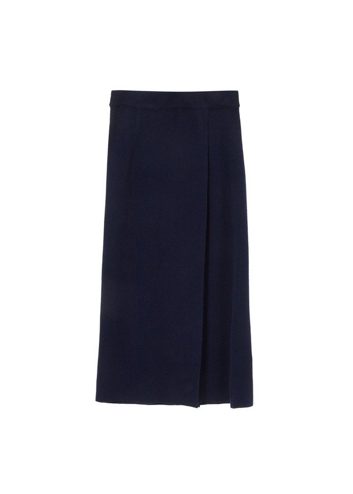 [HIMALAYAN CASHMERE] Navy Knitted Long Skirt
