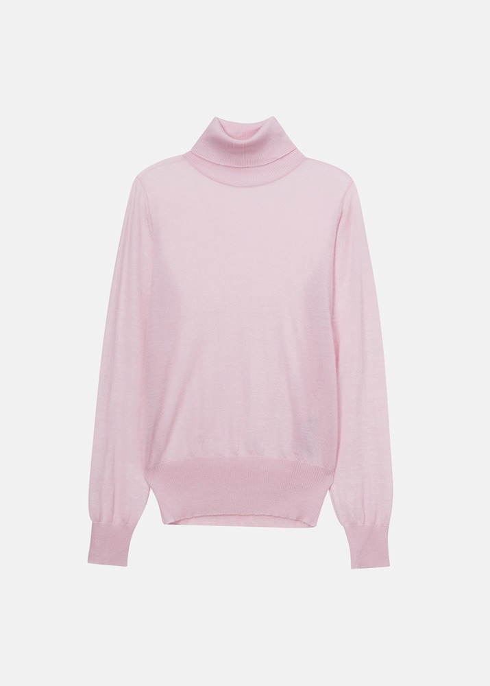 HIMALAYAN CASHMERE _ Basic T-neck Sweater Light Pink