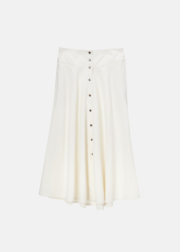 FORTE FORTE _ Wool Linen Structure Skirt Ivory