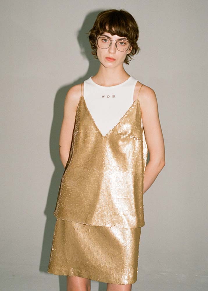 [WALK OF SHAME] Gold Sequins Pencil Mini Skirt