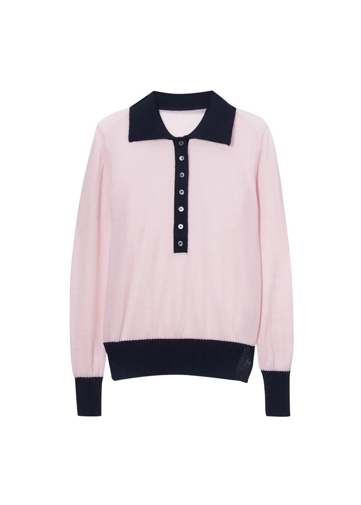 HIMALAYAN CASHMERE _ Color Block Polo Knit