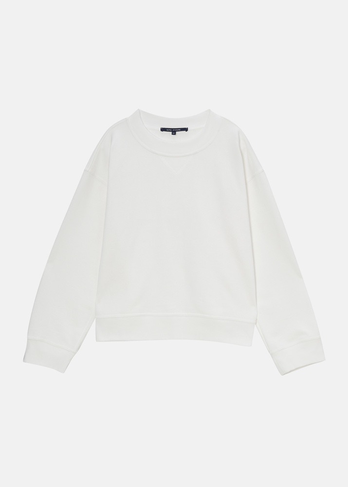 SOFIE D&#039;HOORE _ Long Sleeve C-Neck Sweatshirt With Tip Stich Knit White
