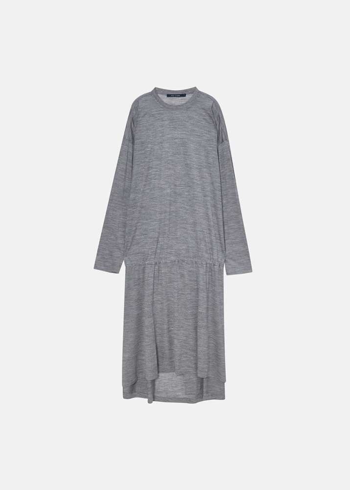 [SOFIE D&#039;HOORE] Long Sleeve Dress With Gathered Hip Line_Knit Light Grey