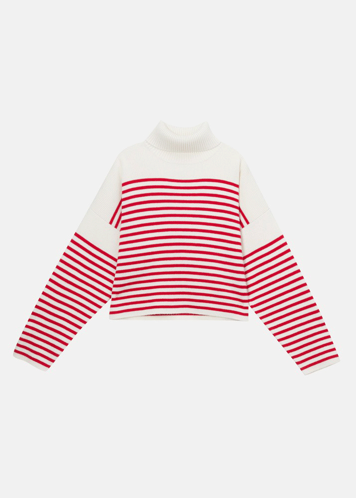 (2개이상 구매시 30%+10%) HIMALAYAN CASHMERE _ Striped T-neck Sweater