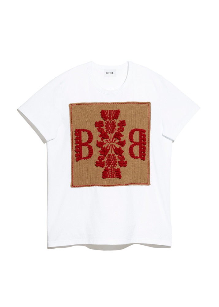 BARRIE _ T-shirt With Barrie Logo Cashmere Patch Yellow