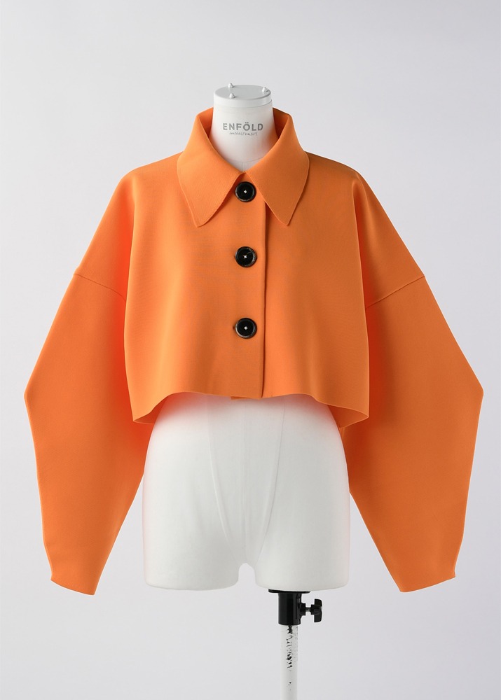 Stainless Steel Collar Short Cardigan Orange