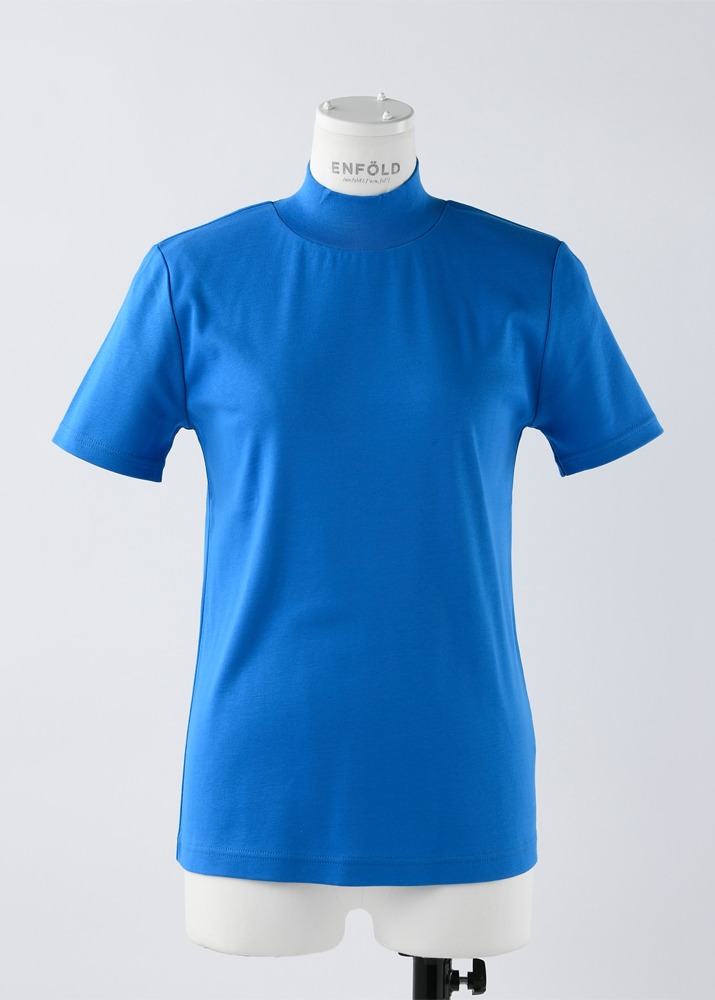 Stand Neck Compact T-Shirt Blue