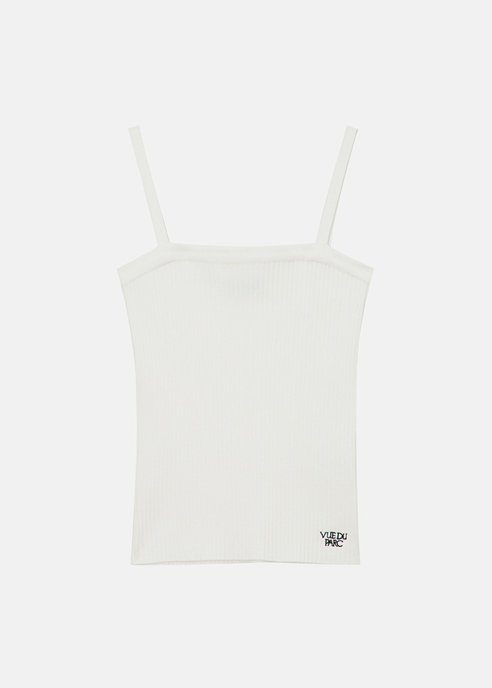 Embroidery Knit Sleeveless Top Ivory
