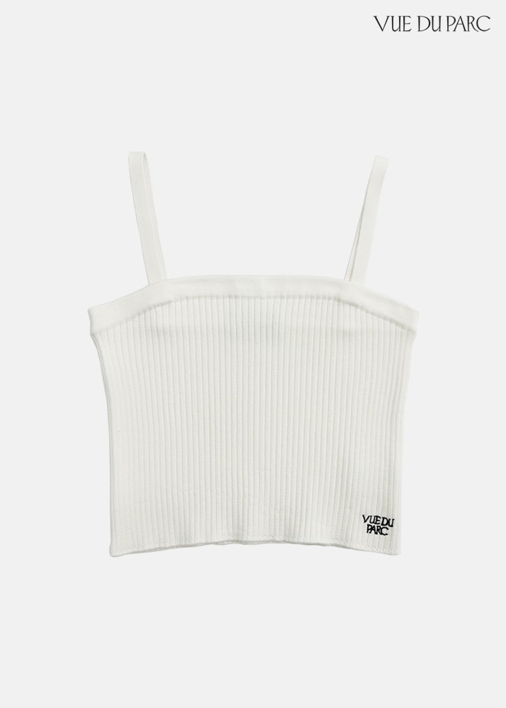 [VUE DU PARC] Embroidery Knit Sleeveless Cropped Top Ivory