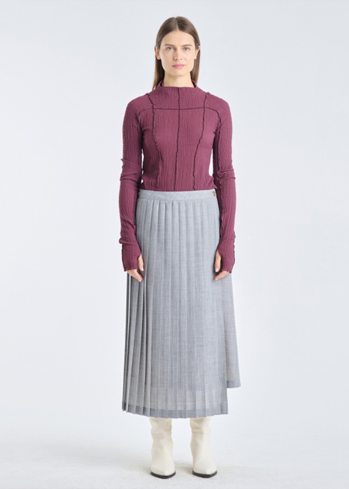 Skirt With Pleated Panel Light Grey