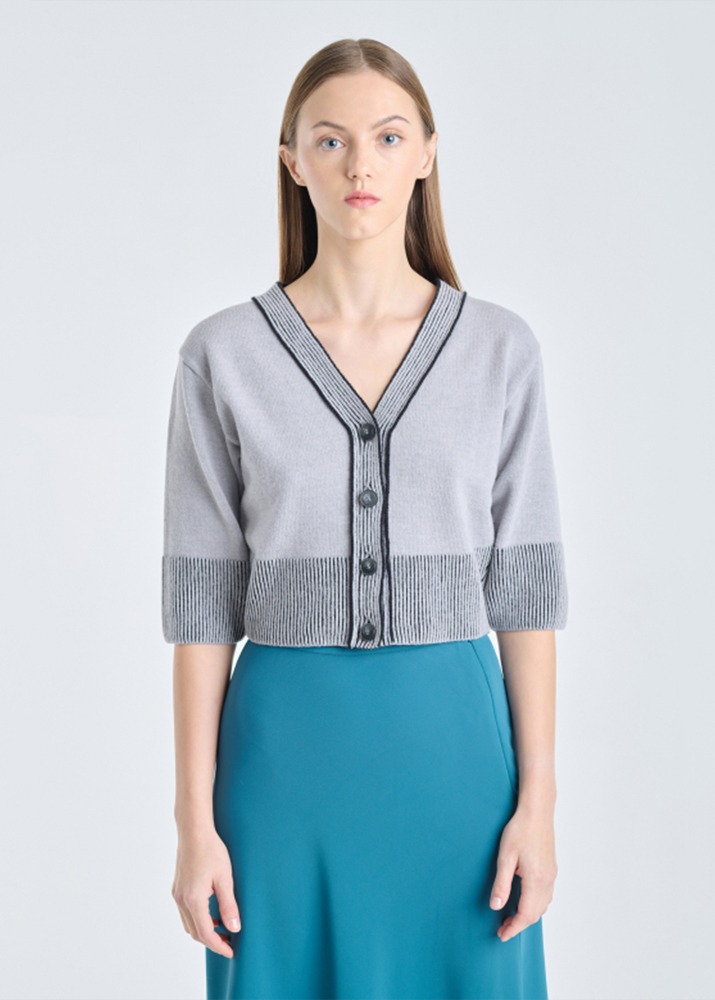 Fitted Cardigan Light Grey