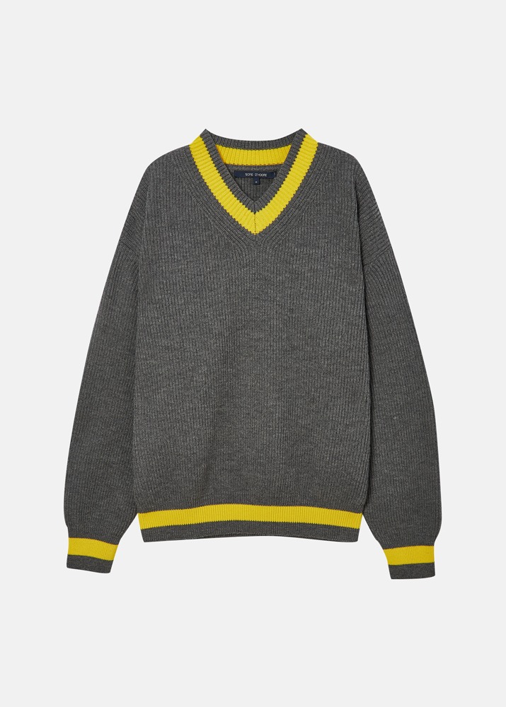 SOFIE D&#039;HOORE _ V-Neck Contrast Color Sweater