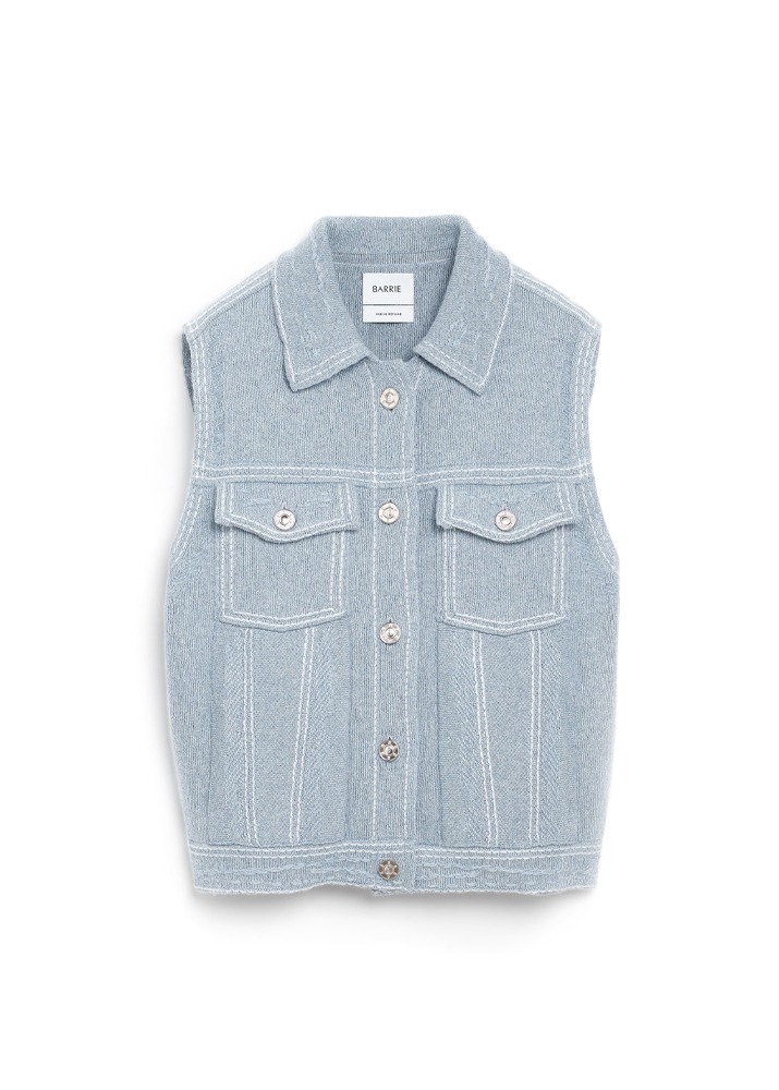 BARRIE _ Oversize Sleeveless Denim Jacket In Cashmere And Cotton
