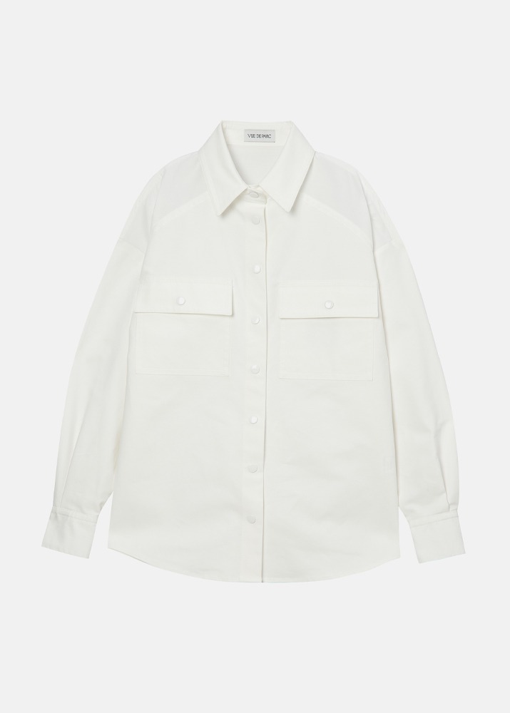 [VUE DU PARC] Classic Cotton Shirt Jacket White