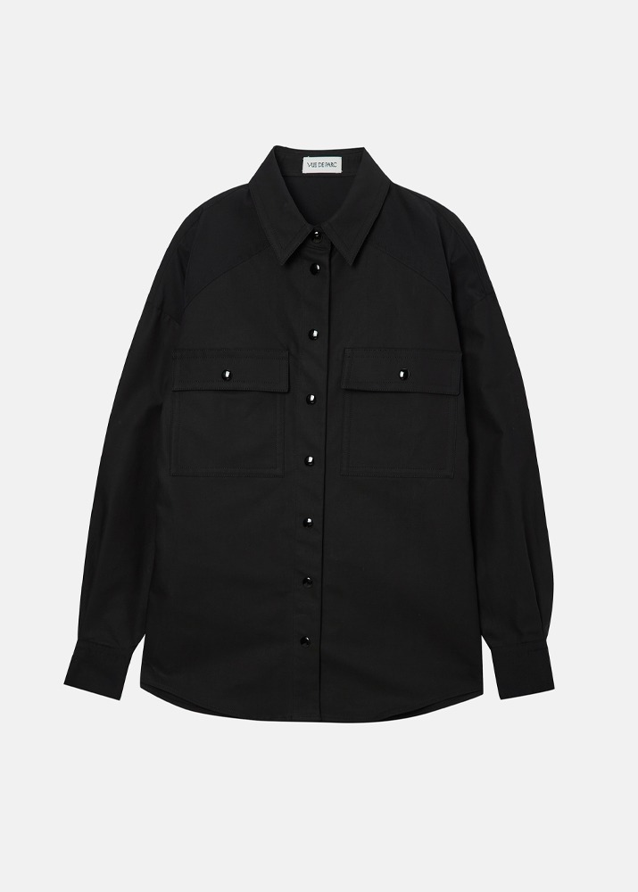 [VUE DU PARC] Classic Cotton Shirt Jacket Black