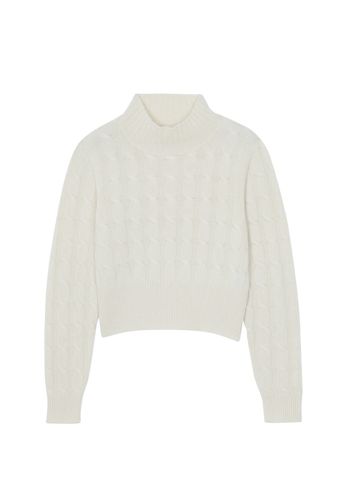 [KUJTEN] Chimney Neck Twisted Cashmere Sweater