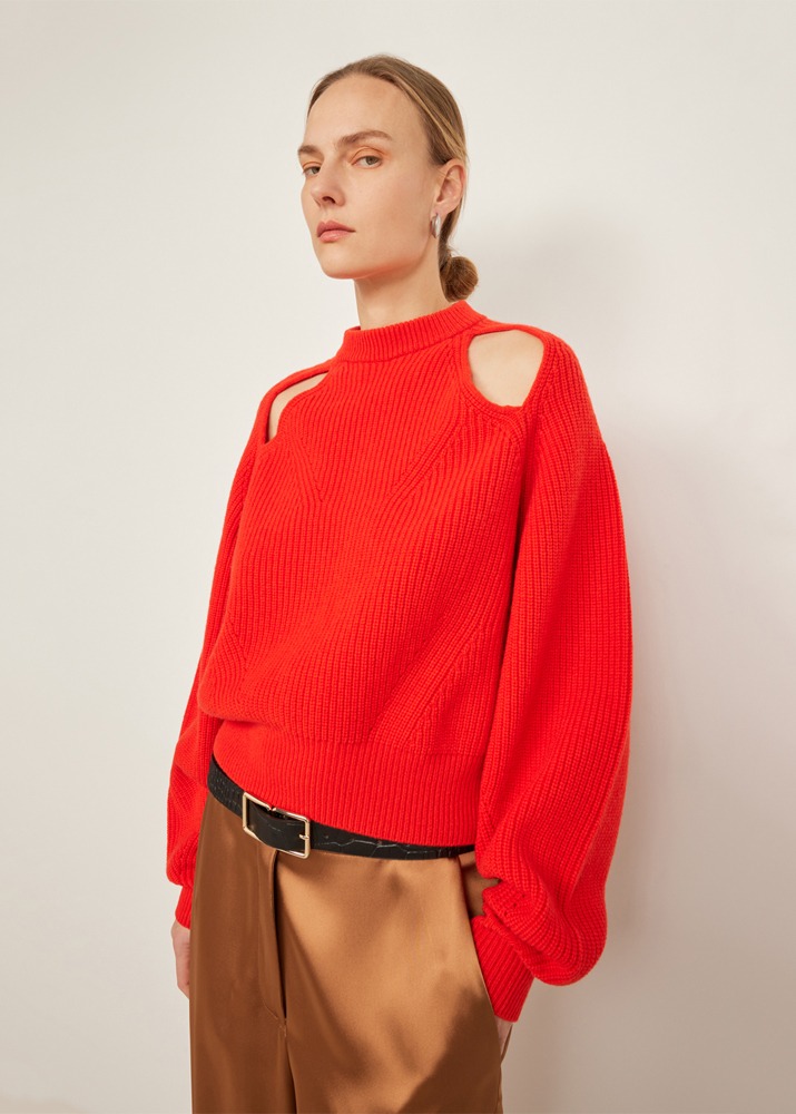 [ERIKA CAVALLINI] Ribbed Sweater Red