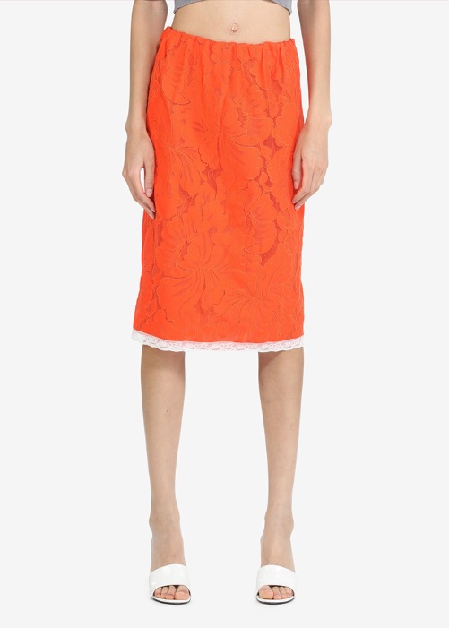 [N˚21] Floral-AppliquÉ Skirt Orange