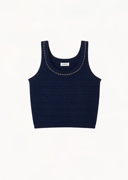 [CRUSH] Wool Cable-Knit Tank Top Navy