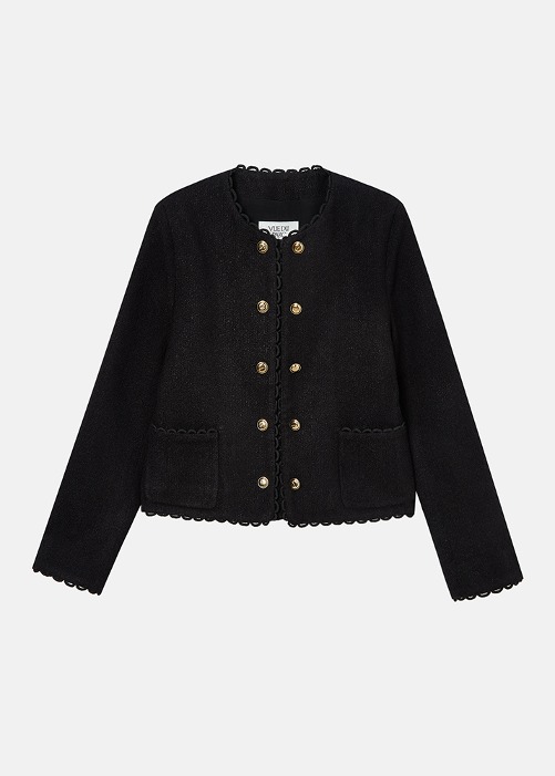 [VUE DU PARC] Wool Blend Tweed Jacket Black