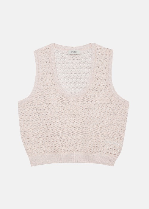 [CRUSH] Sequin Hollow Out-Tank Top Light Pink