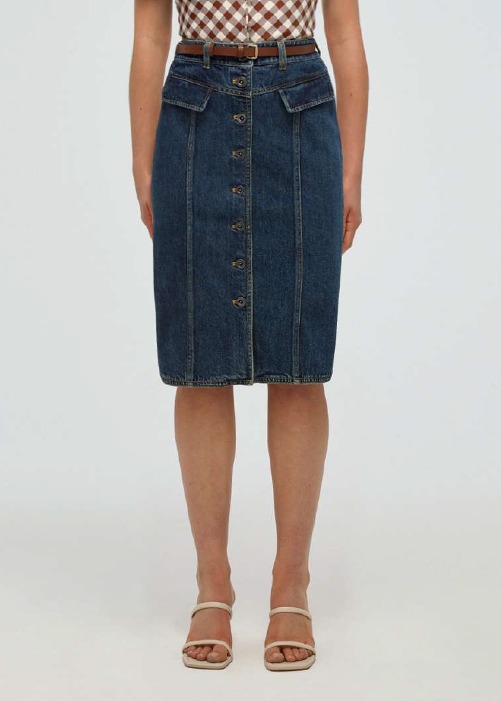 [SELF-PORTRAIT] Blue Denim Midi Skirt
