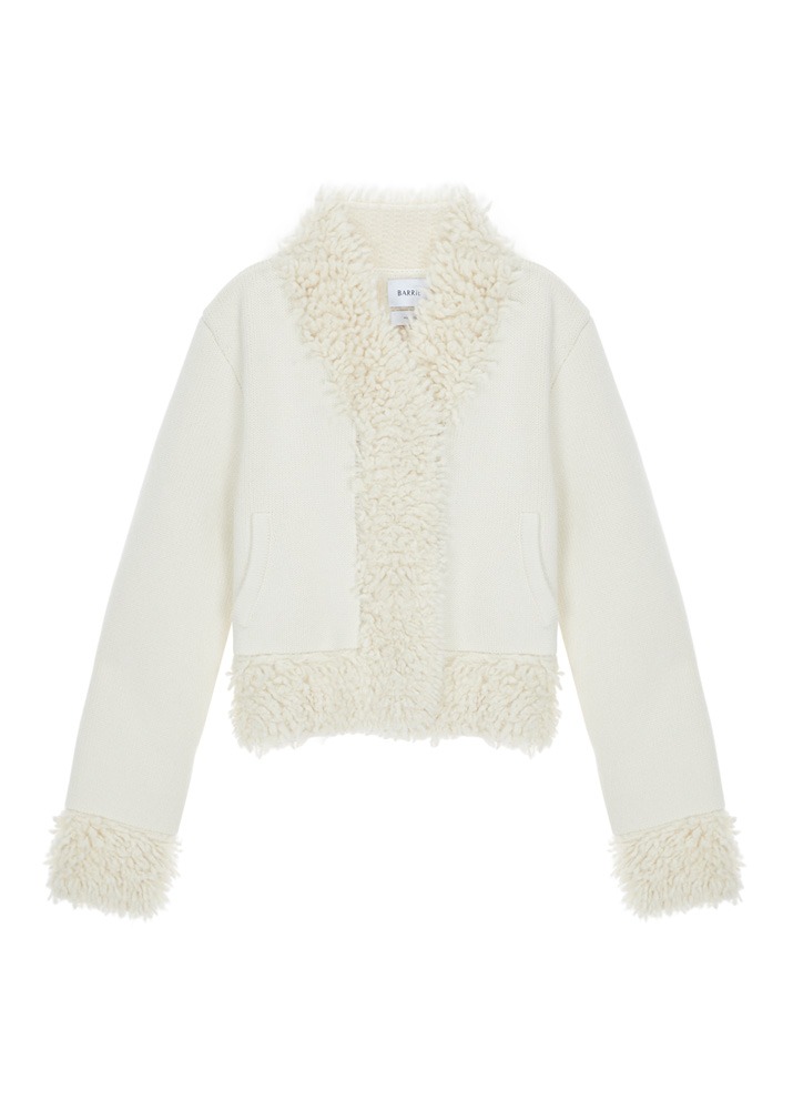 BARRIE _ LS VN Cardigan With Loops, Giant Flower Ivory