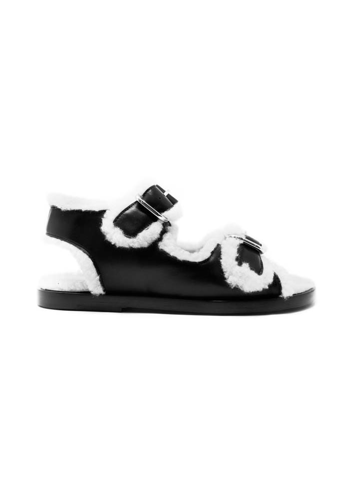 FUR DELUXE _ Meribel Sandals Black / White