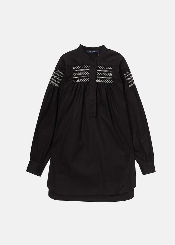 SOFIE D&#039;HOORE _ Long Smock Embroidered Top Woven Black
