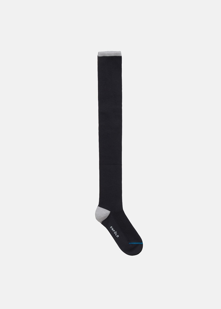 ENFOLD _ Bi-color Long Socks Charcoal