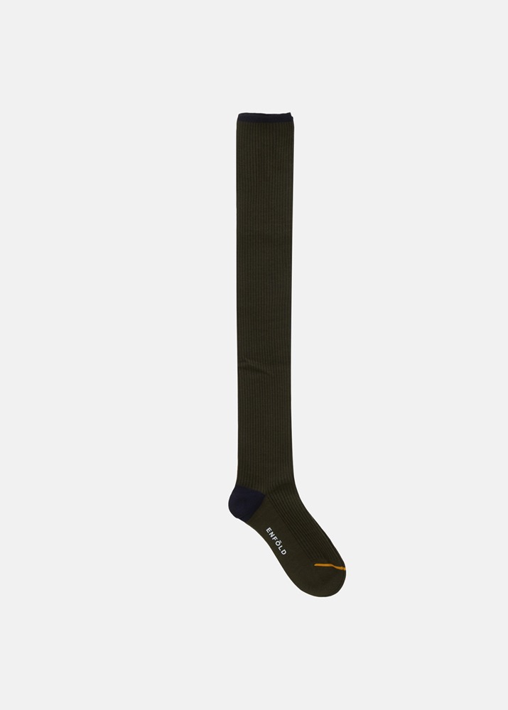 ENFOLD _ Bi-color Long Socks Khaki