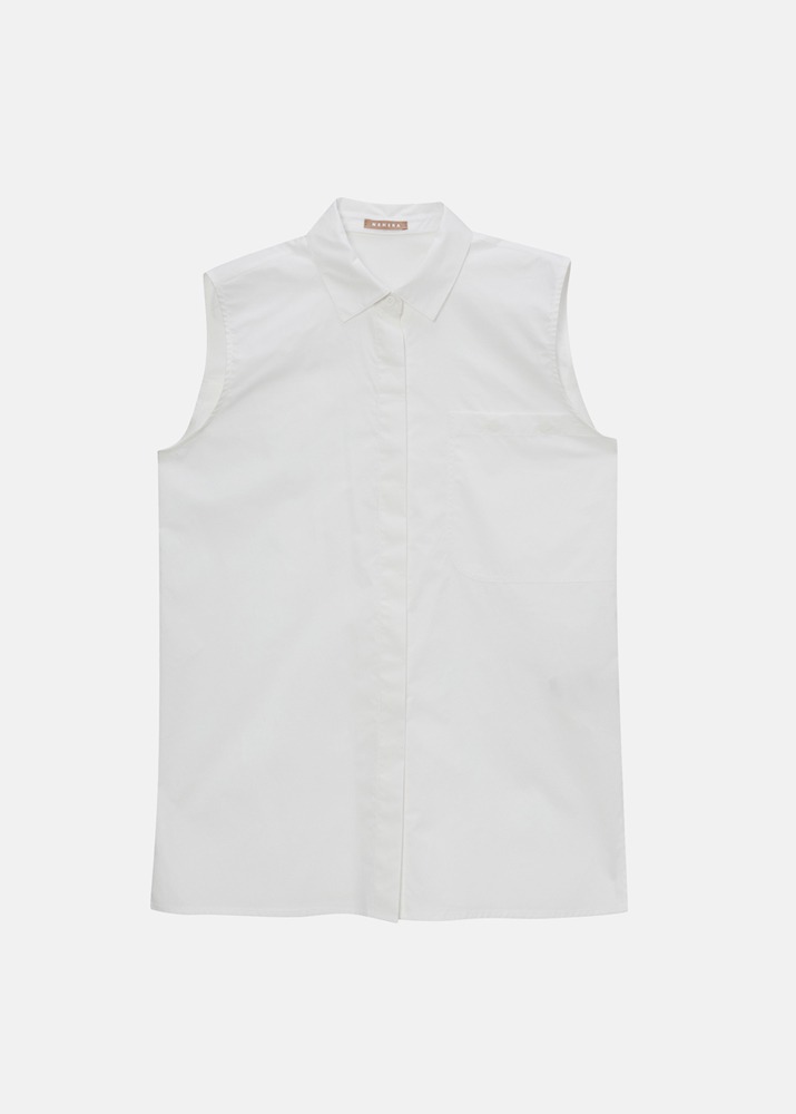 NEHERA _ Sleeveless Shirt With Removable Collar White