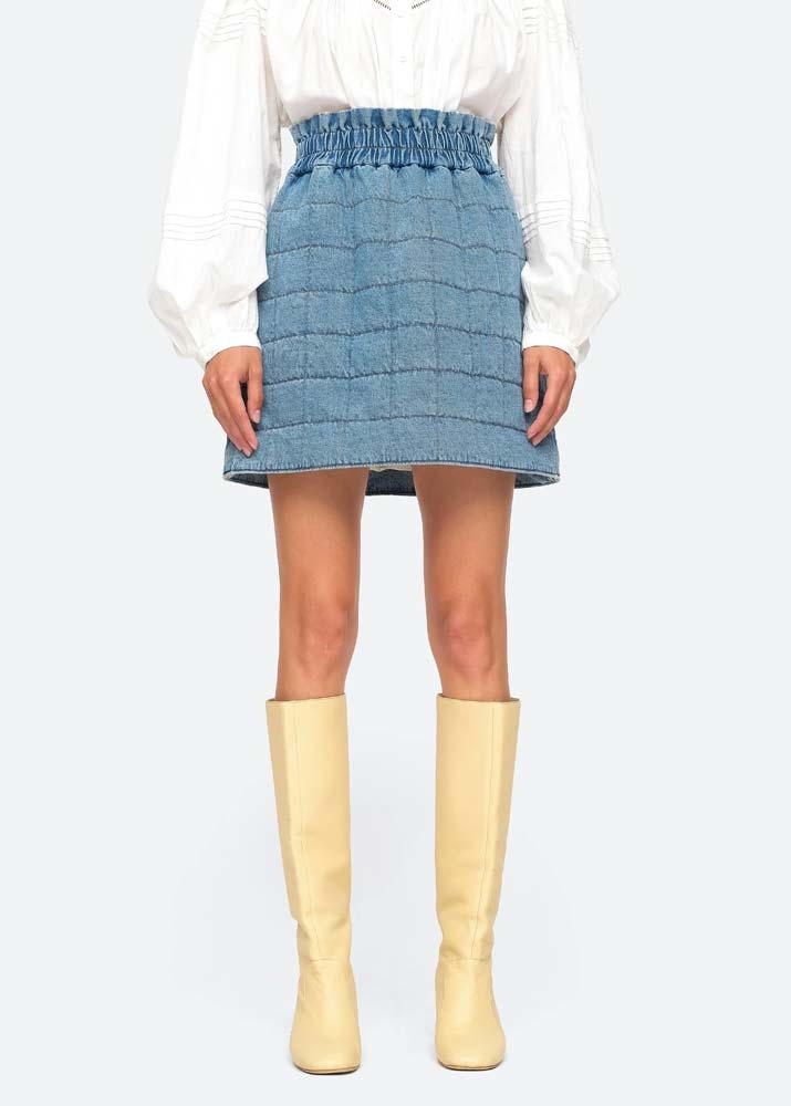 SEA NY _ Vida Denim Quilted Mini Skirt