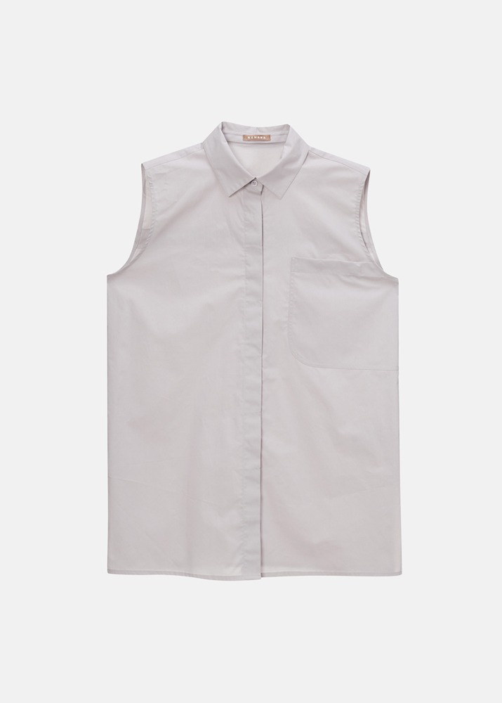 NEHERA _ Sleeveless Shirt With Removable Collar Light Grey