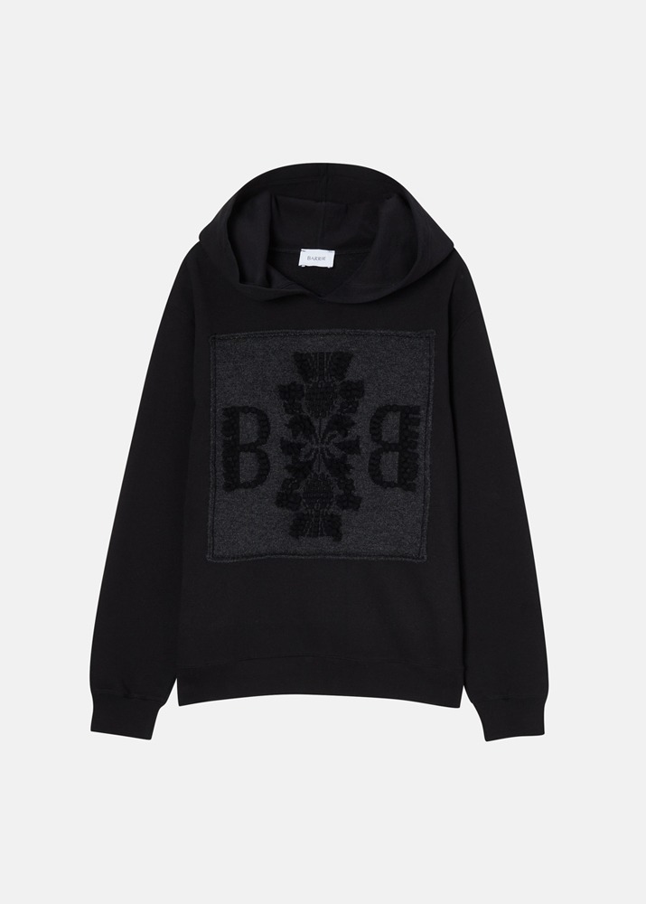 BARRIE _ Ladies LS hoodie Pullover With Knitted Patch Sweatshirts Black+Black