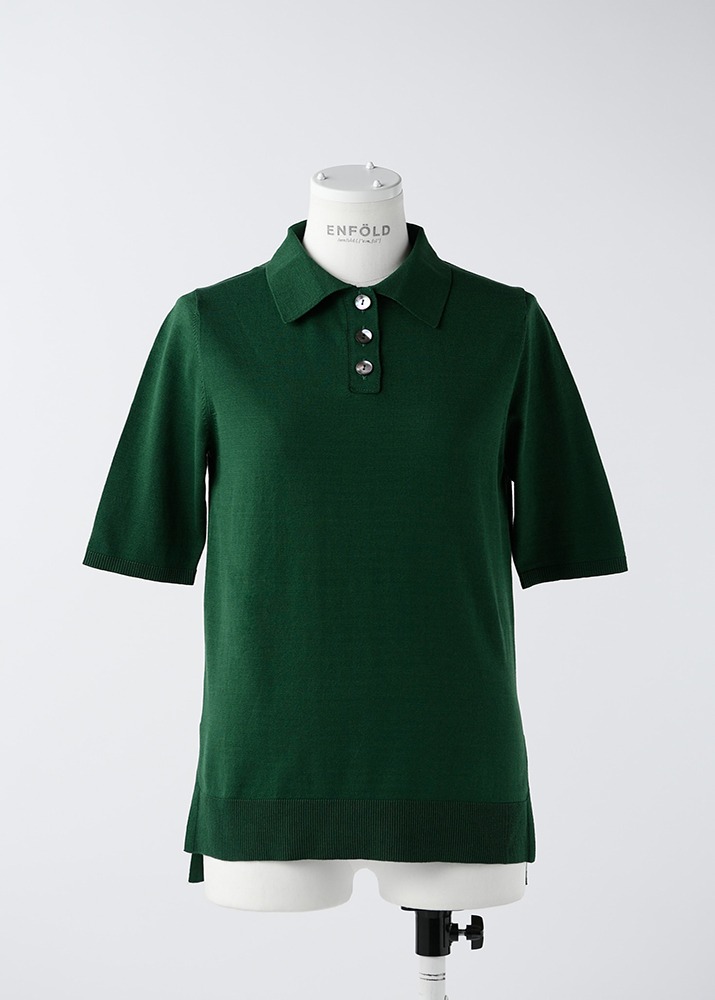 ENFOLD _ Silk Cotton Sleeve Polo Green