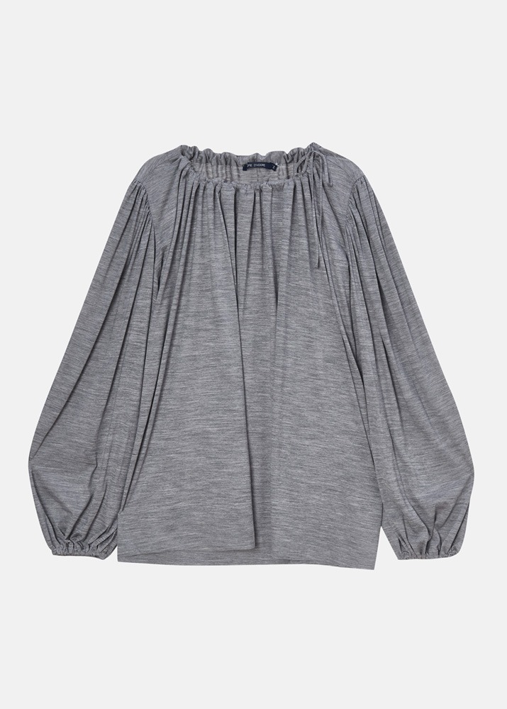 SOFIE D&#039;HOORE _ Top With Gathered Neckline And Puff Sleeves Grey
