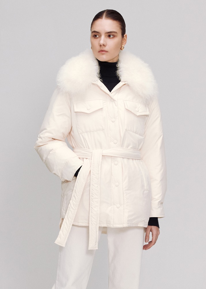 VUE DE PARC _ Shearing Fur White Down Jacket