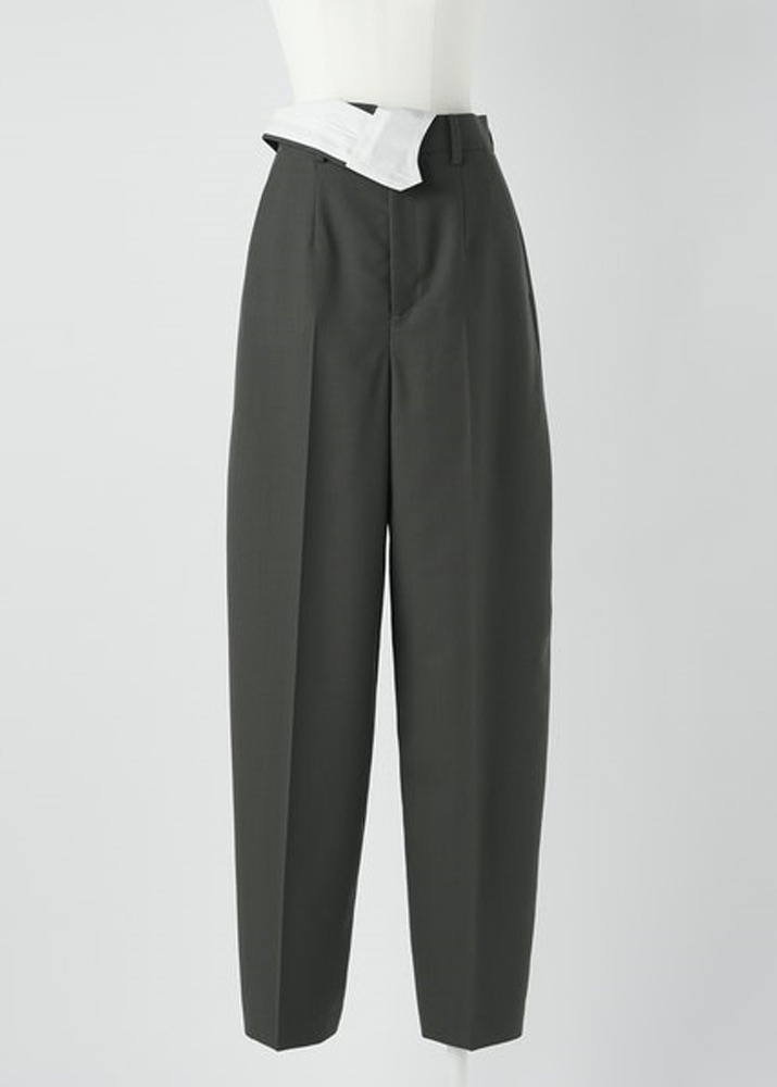 ENFOLD _ Hight Twist Weave Wrap Trousers Grey