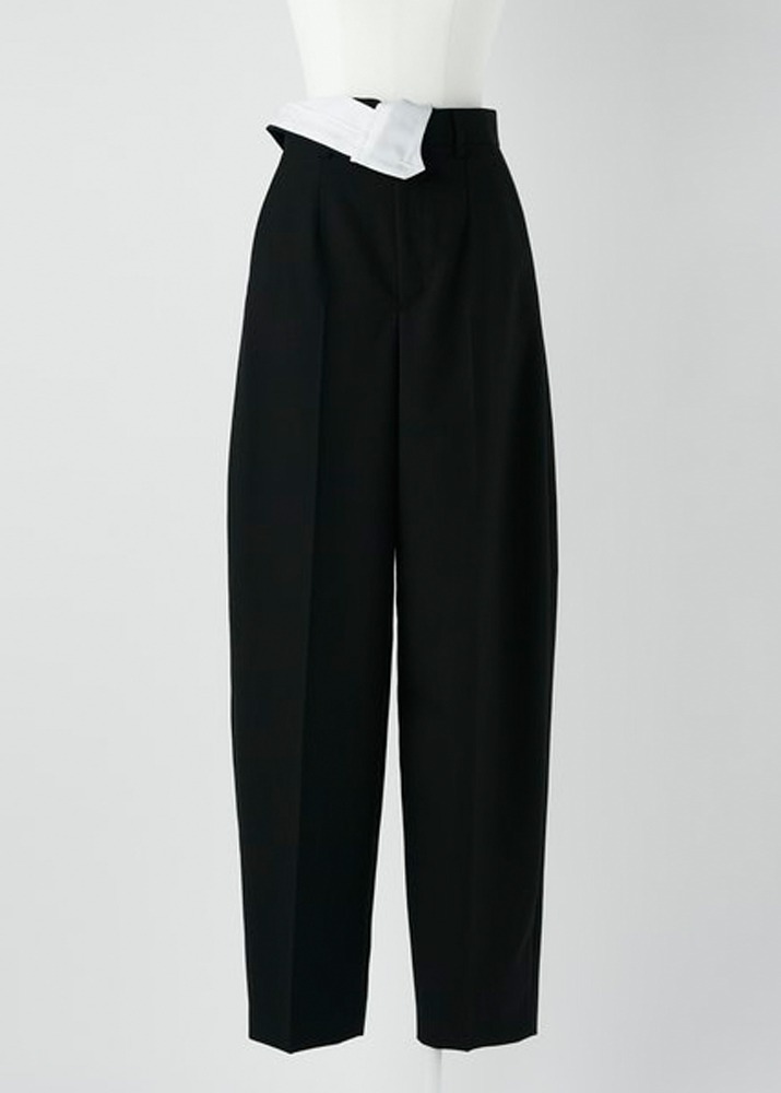 ENFOLD _ Hight Twist Weave Wrap Trousers Black